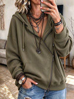 Cozy Asymmetric Zip-up Hooded Sweatshirt