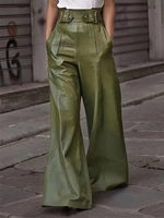 Urban High-Waist Wide-Leg Faux Leather Pants
