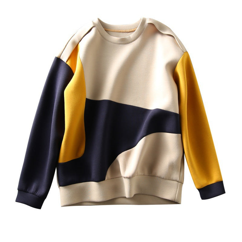 Loose-fit Casual Color-block Crew-neck Sweatshirt