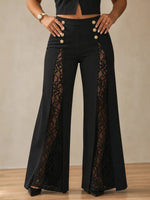 Chic Sheer Lace Wide-Leg Trousers