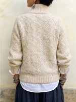 Stand-collar Textured Knit Coat With Toggle Fastenings