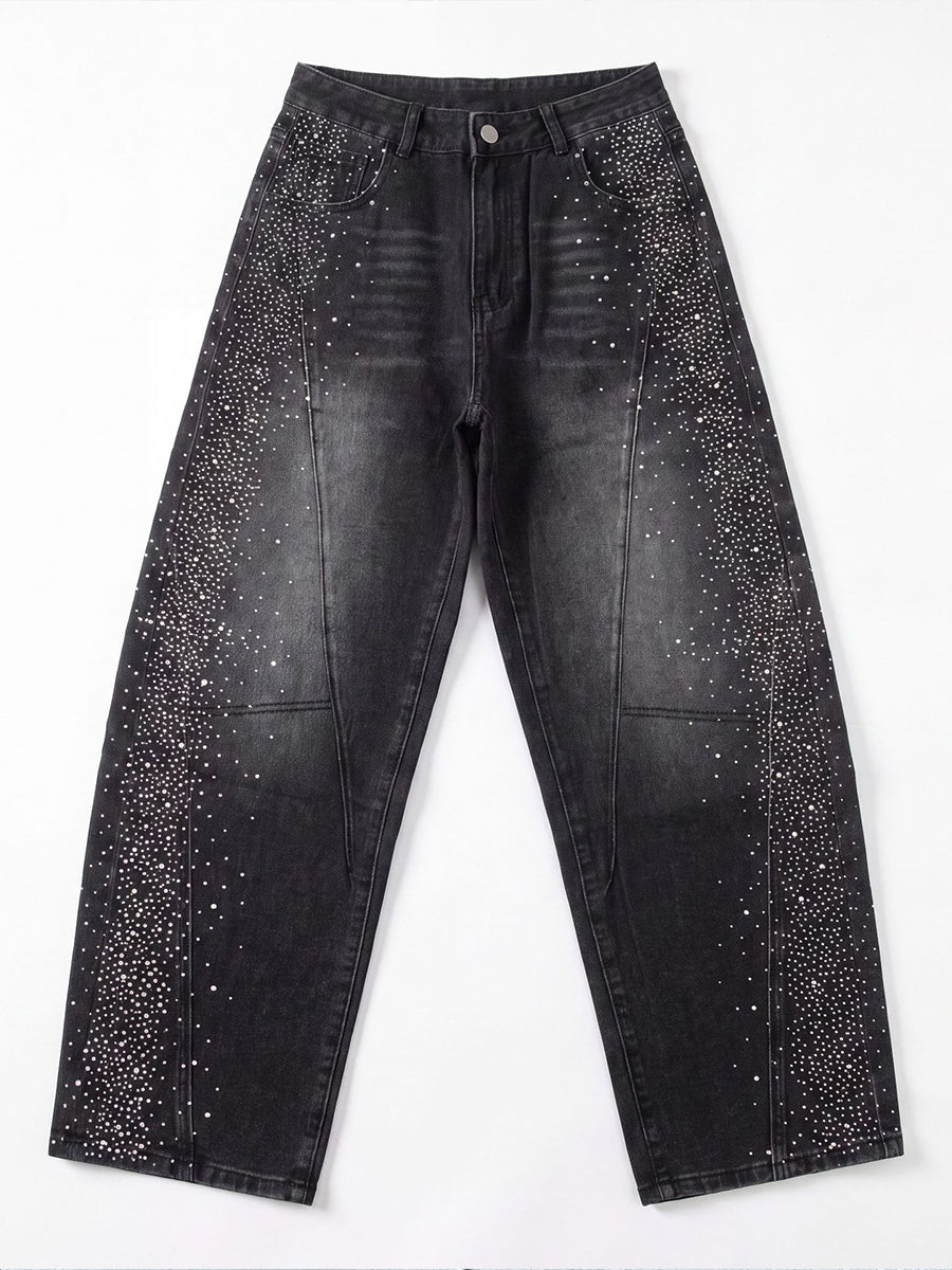 Casual Rhinestone-embellished Jeans