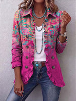 Paisley Gradient Print Linen-cotton Ruffled Jacket