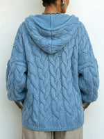 Cozy Chic Hooded Cable-knit Sweater