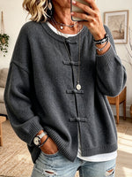 Thick-knit Cardigan With Vintage-style Frog Closures
