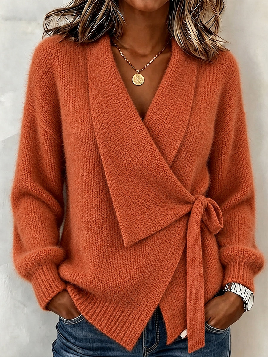 Chic Lace-up Plush Knit Top