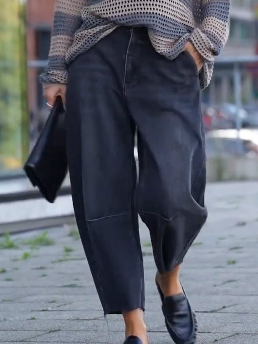 Vintage-style Black Washed Jeans
