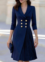 Chic Suit-style Pleated Wrap Dress