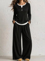 Women's Comfortable, Casual Long-sleeve Top And Pants Loungewear Set