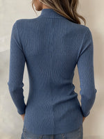Chic Asymmetric Zip Ribbed Top