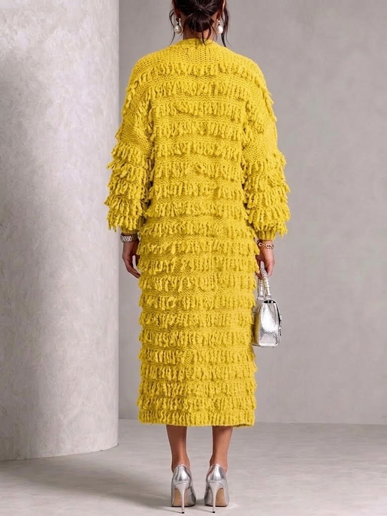 Loose-fit Knitted Cardigan With Fringe Details
