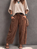 Casual Corduroy Harem Pants With Elastic Waist