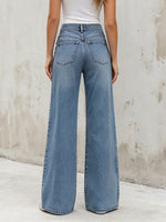 Casual Retro Multi-strap Button-detail Wide-leg Jeans
