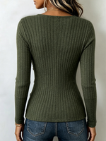 Cozy Ribbed Wrap Top With Chic Side Button