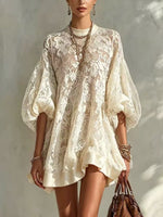 Stylish And Elegant Floral Lace Loose Mini Dress