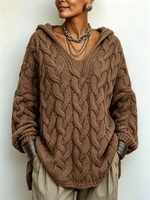 Cozy Chic Hooded Cable-knit Sweater