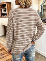 Vintage-style Striped Long-sleeve Henley Shirt