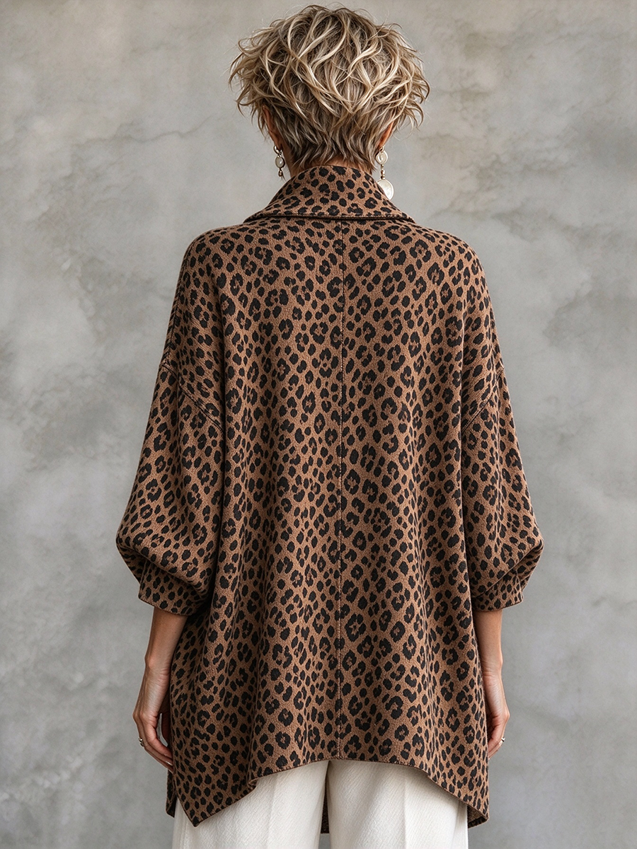 Boho Luxury Leopard Print Asymmetric Button Top