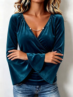 Boho Ombre Flare Sleeve Casual Velvet Blouse