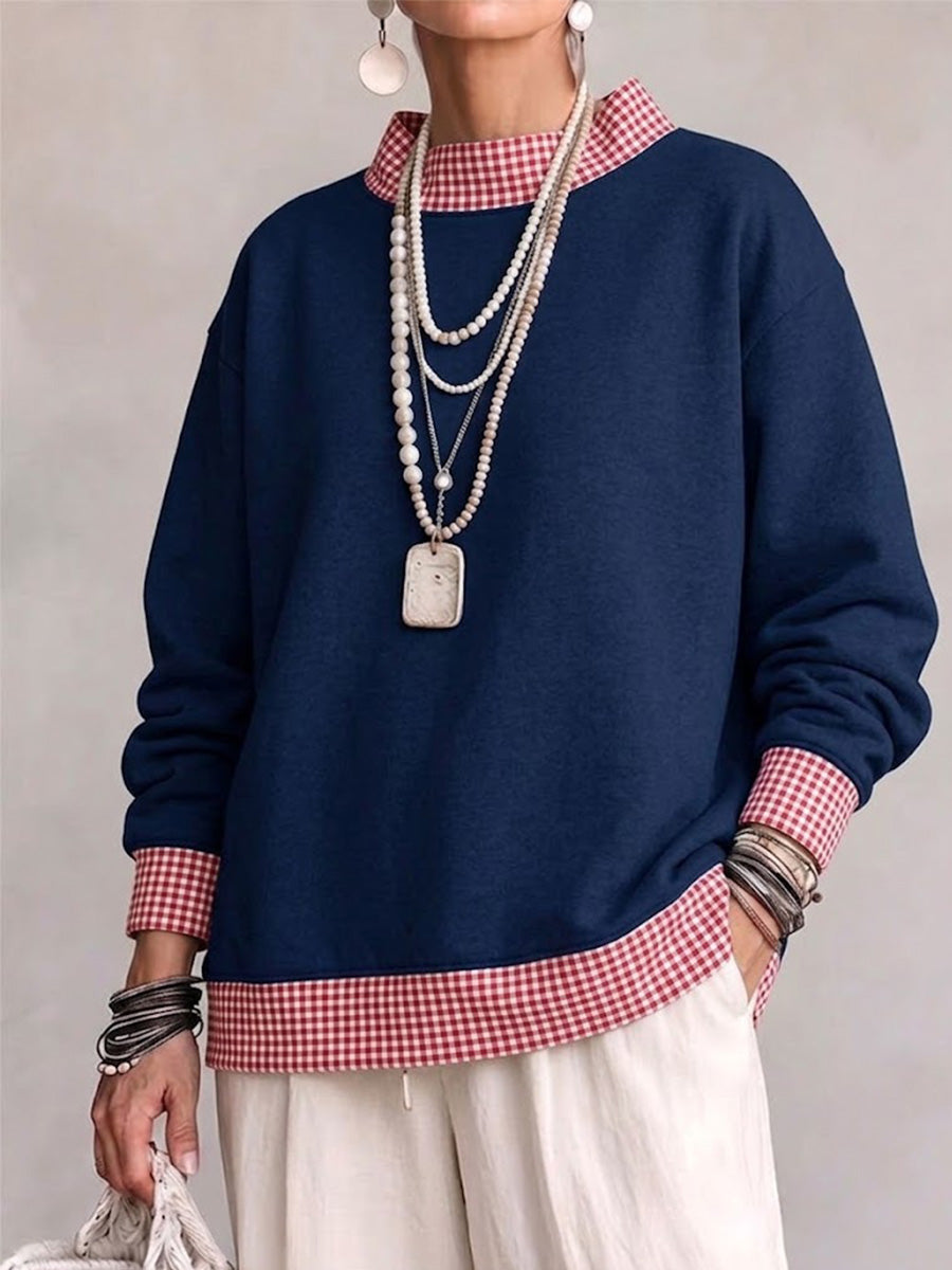 Loose-fit Long-sleeve Sweatshirt With A Crew Neck And Contrasting Polka-dot Pattern