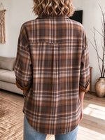 Relaxed Plaid Contrast Suede Trim Button-Down