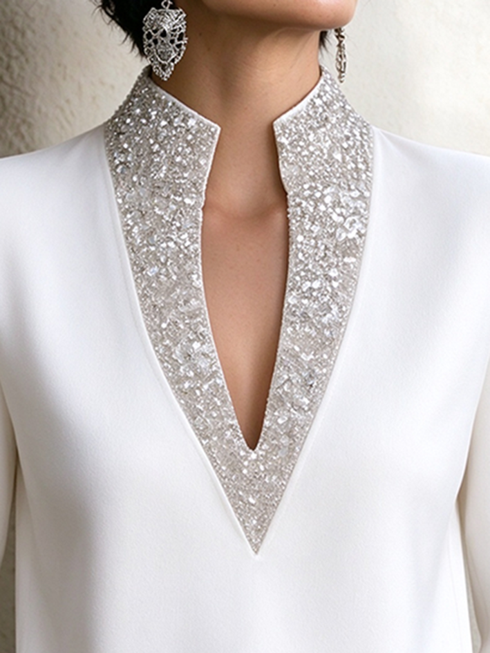 Elegant Formal Sparkling Embellished Blouse