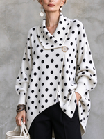 Oversized Polka Dot Asymmetric Knit Cardigan Sweater