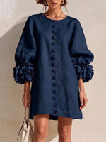 Romantic Blush 3D Floral Sleeve Mini Dress