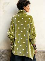 Chic Asymmetrical Buttons Polka Dot Velvet Top