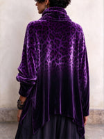 Purple Ombré Leopard-print Velvet Top