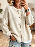 Thick-knit Cardigan With Vintage-style Frog Closures