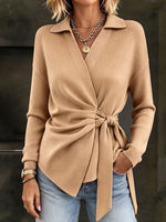 Chicelegant Vibrant Lime Green Wrap Tie Top
