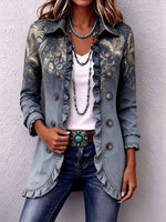 Bohemian Gold Floral Print Gradient Jacket