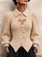 Chic Heart-cutout Knitted Cardigan