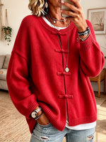 Thick-knit Cardigan With Vintage-style Frog Closures