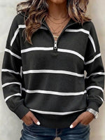 Loose-fit Striped Zip-up Sweater