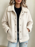 Casual Warm Faux Suede And Sherpa Jacket