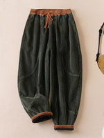 Casual Corduroy Harem Pants With Elastic Waist