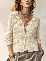 Stylish And Exquisite 3d Floral Crochet Knit Cardigan