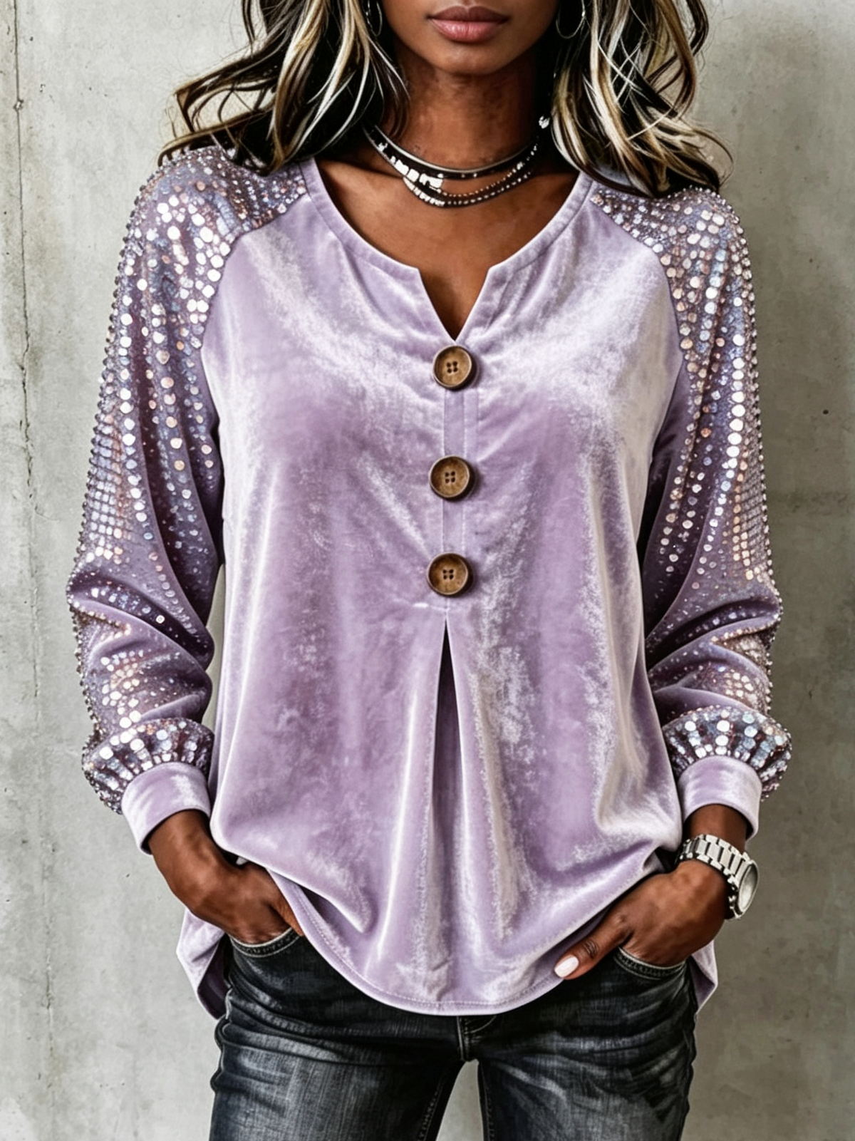 Elegant Shimmering Velvet Blouse Party Dinner