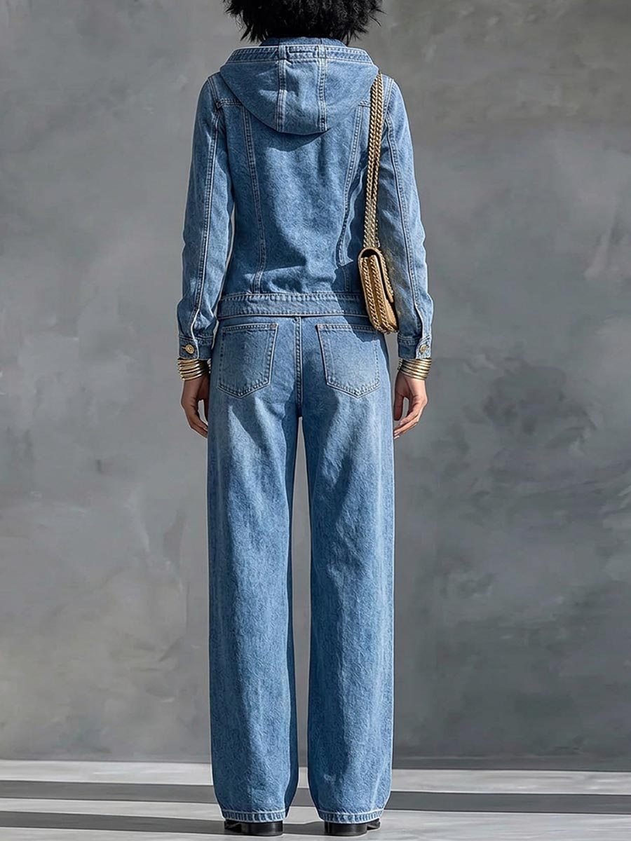 Women's High-waisted Casual Loose-fitting Wide-leg Jeans