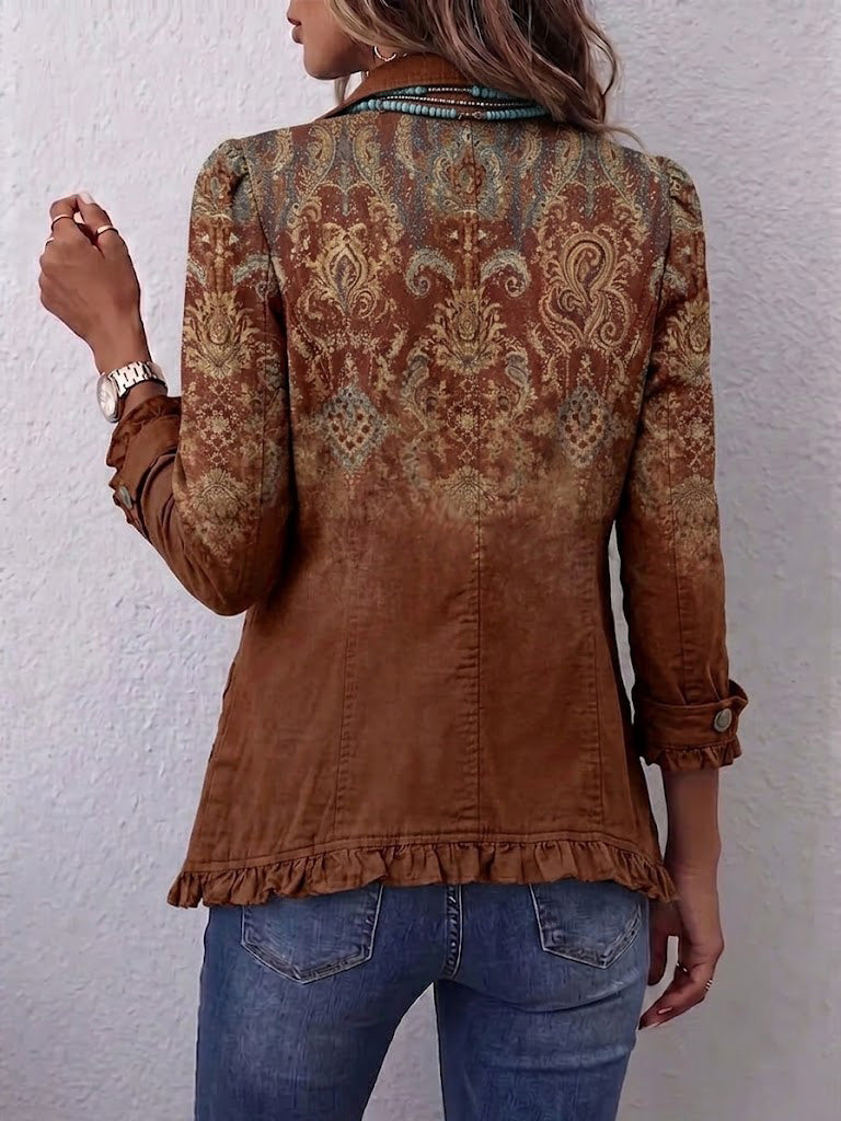 Boho-style Vintage Paisley Ruffle Jacket