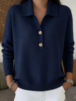 Cozy Henley-neck Knit Pullover
