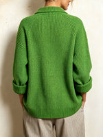 Cozy Ribbed Knit Polo Pullover Sweater