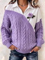 Romantic Asymmetrical Cable-Knit Layered Top（Brooch not included）