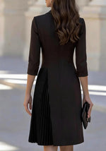 Chic Suit-style Pleated Wrap Dress