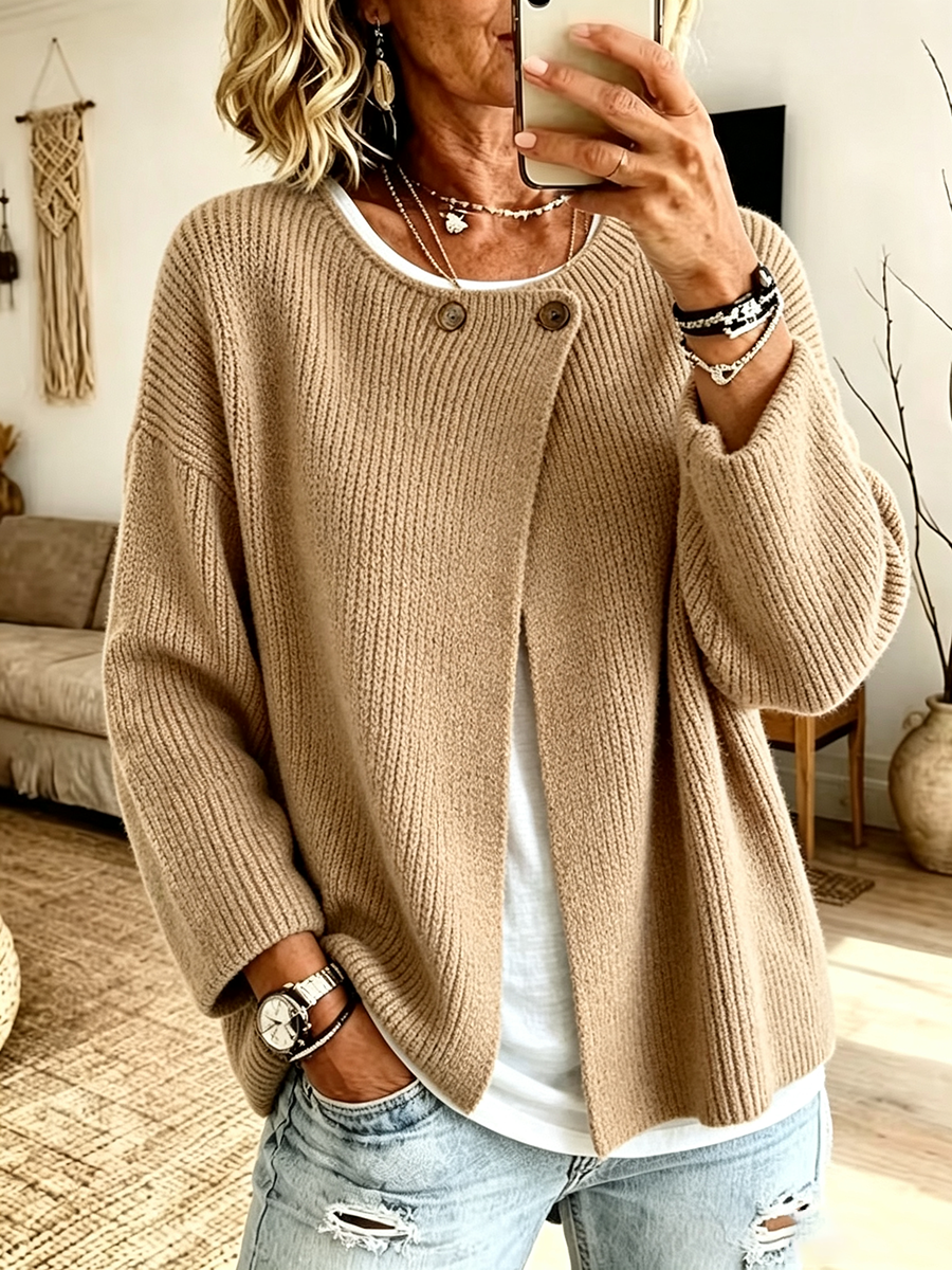 2026 Cozy Ribbed Asymmetrical Knit Cardigan
