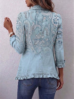 Boho-style Vintage Paisley Print Ruffled Jacket
