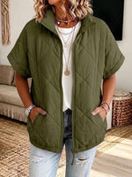 Casual Diamond-quilted Zip-up Padded Jacket