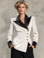 Elegant Formal Velvet Leopard Top